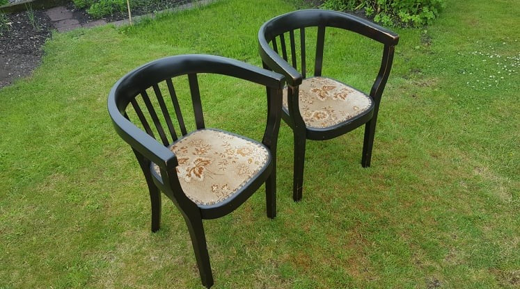 "Fischer" Ebonised Wooden Tub Chairs