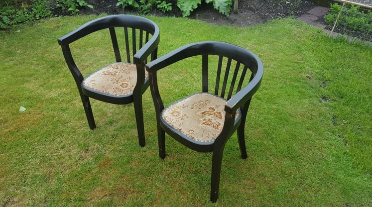 "Fischer" Ebonised Wooden Tub Chairs