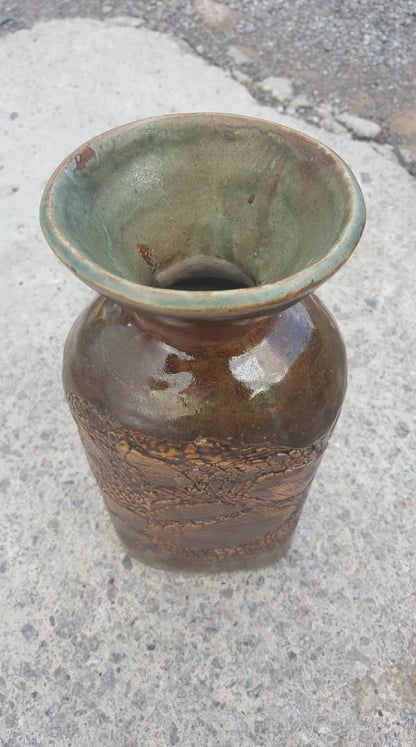 "Bernard Rooke" Signed, Fossil Patterned, Studio Pottery Vase