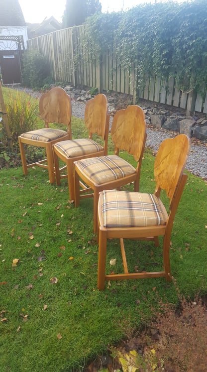 4 x "Bur-Walnut" Backed Dining Chairs