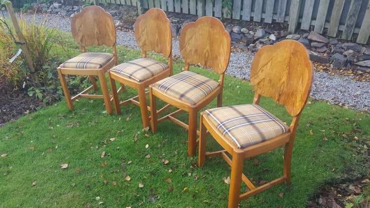 4 x "Bur-Walnut" Backed Dining Chairs