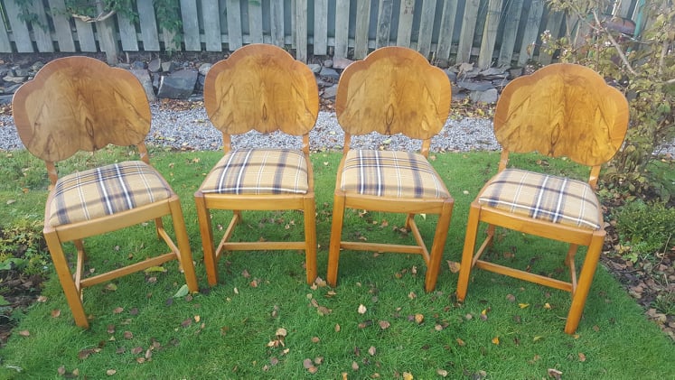 4 x "Bur-Walnut" Backed Dining Chairs