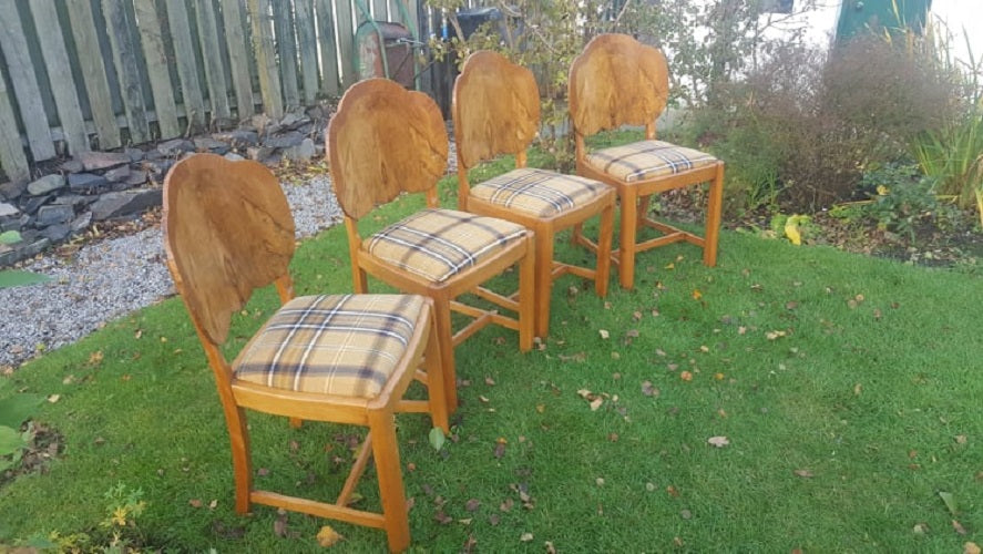 4 x "Bur-Walnut" Backed Dining Chairs