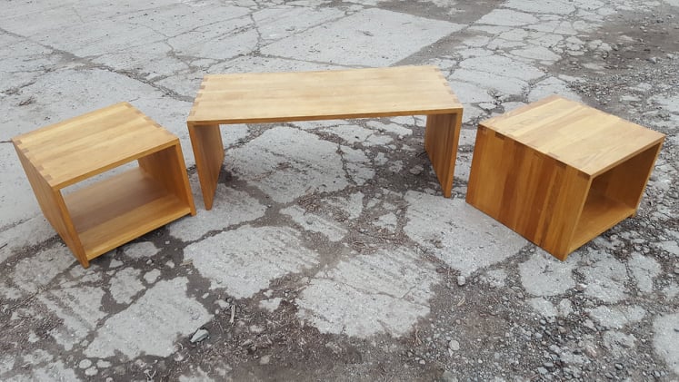 Blonde Oak Coffee Nest of 3 Table's