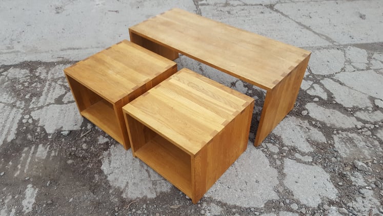 Blonde Oak Coffee Nest of 3 Table's