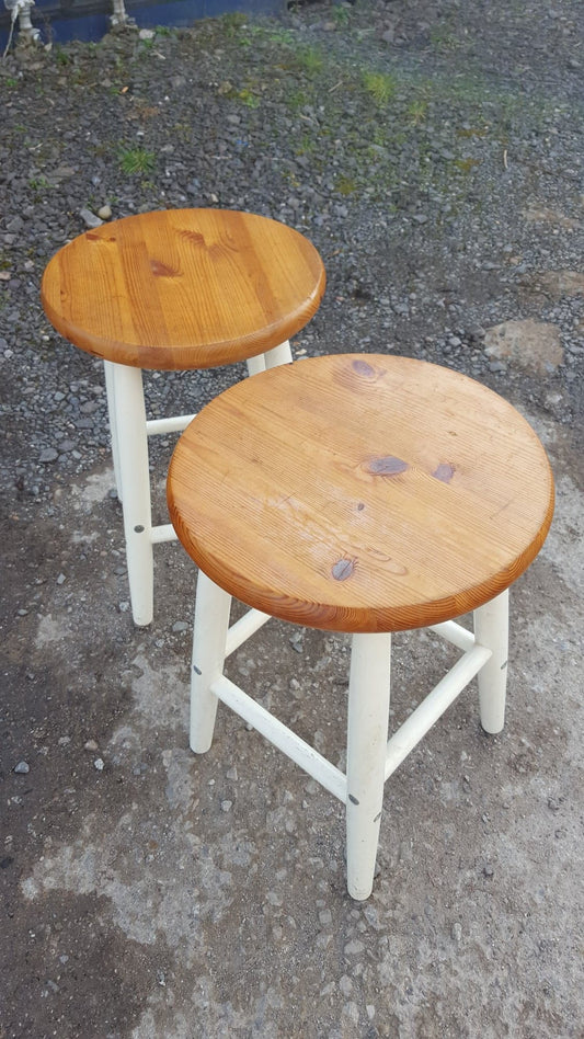 Pair Wooden Studio Stools