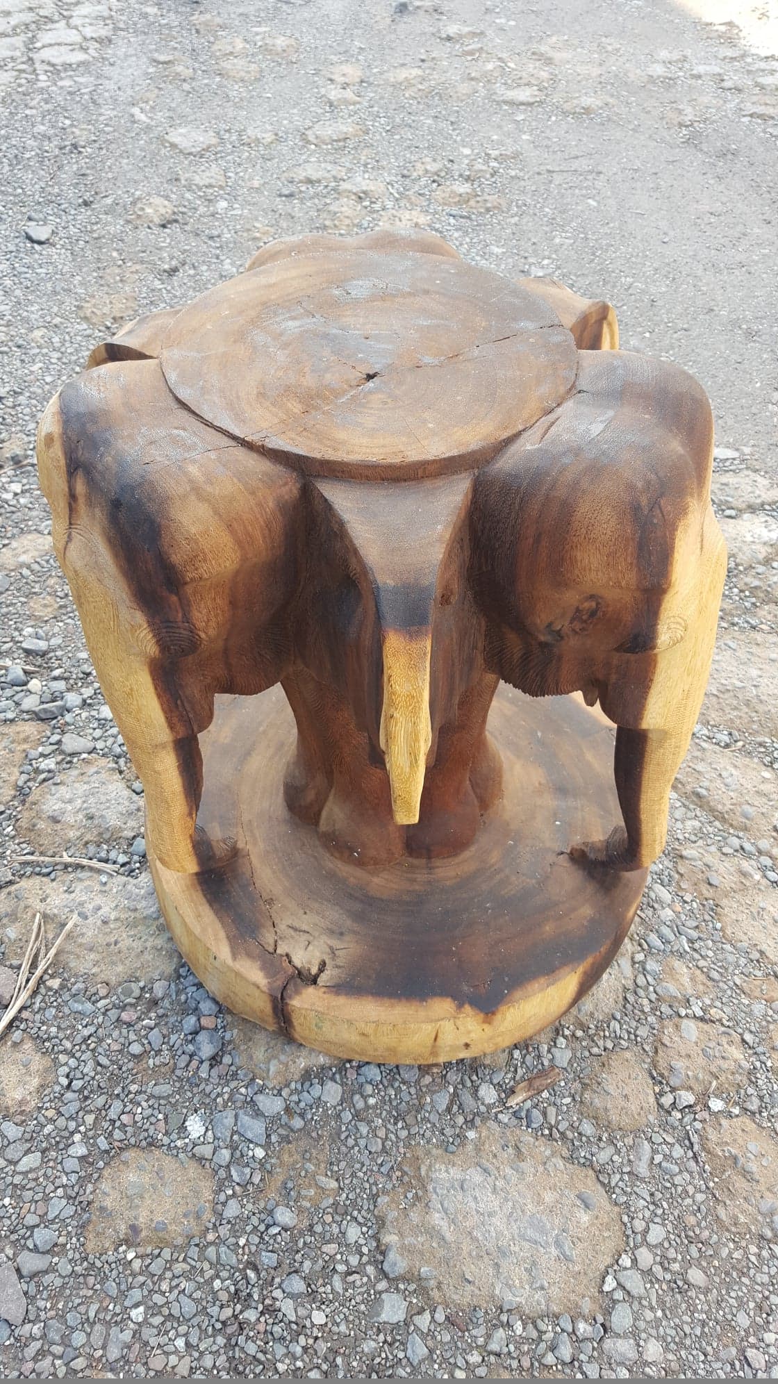 Indonesian Hand Carved Wooden Elephant Stand