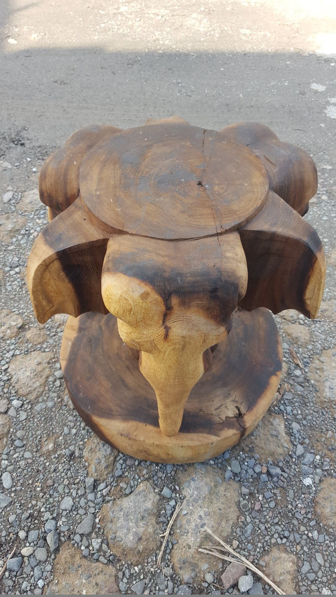 Indonesian Hand Carved Wooden Elephant Stand