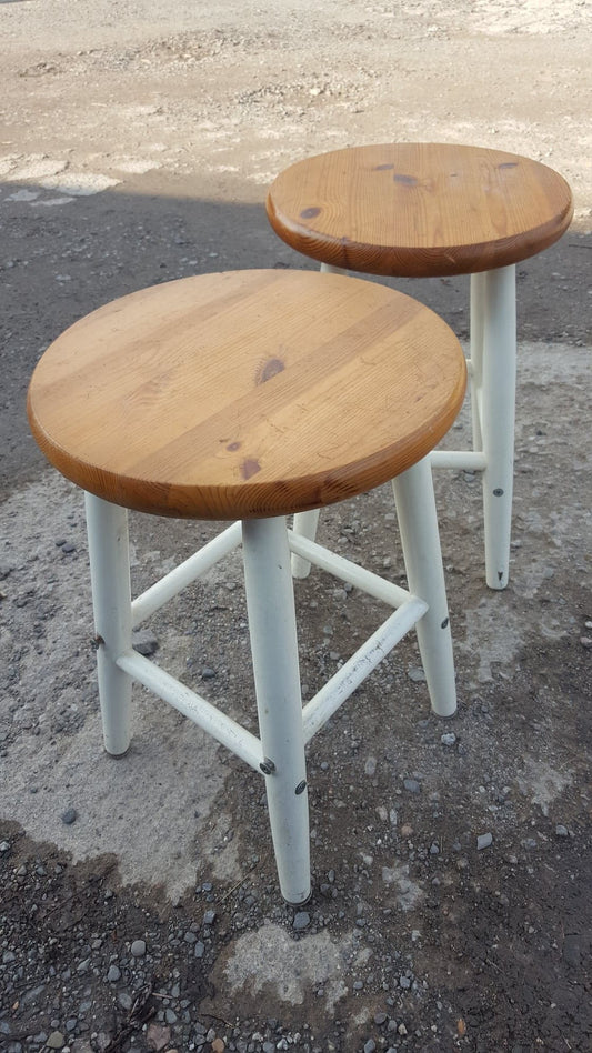 Pair Wooden Studio Stools