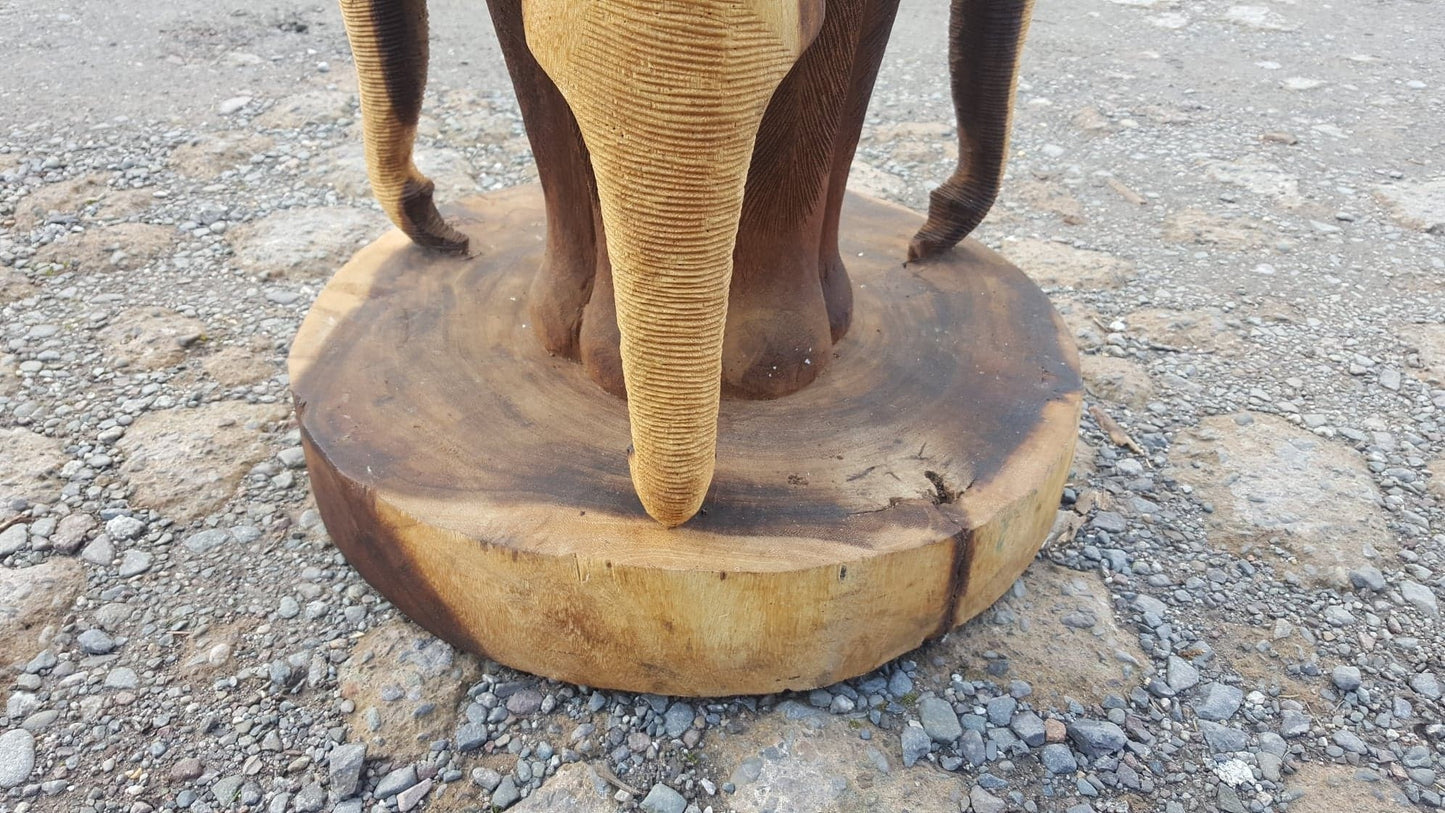 Indonesian Hand Carved Wooden Elephant Stand