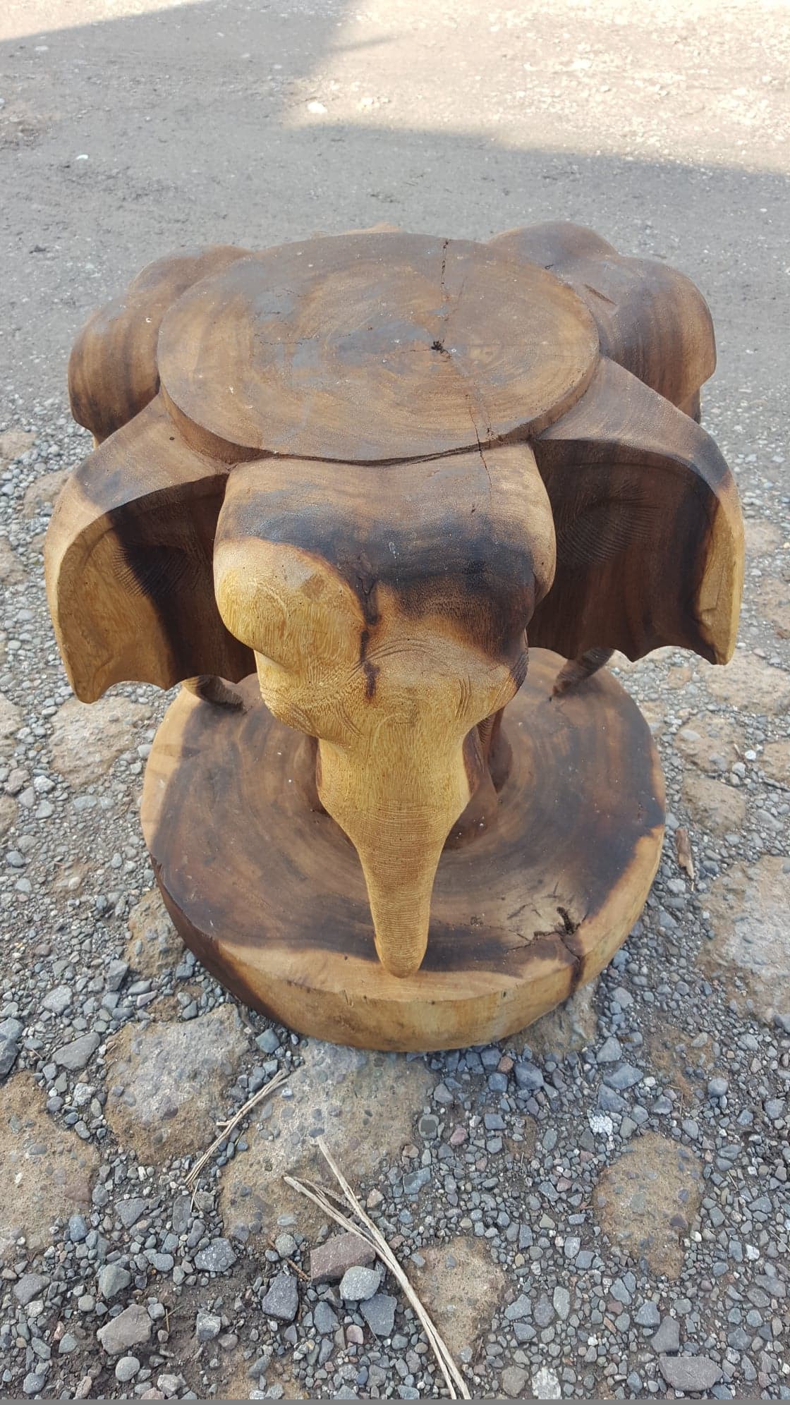 Indonesian Hand Carved Wooden Elephant Stand